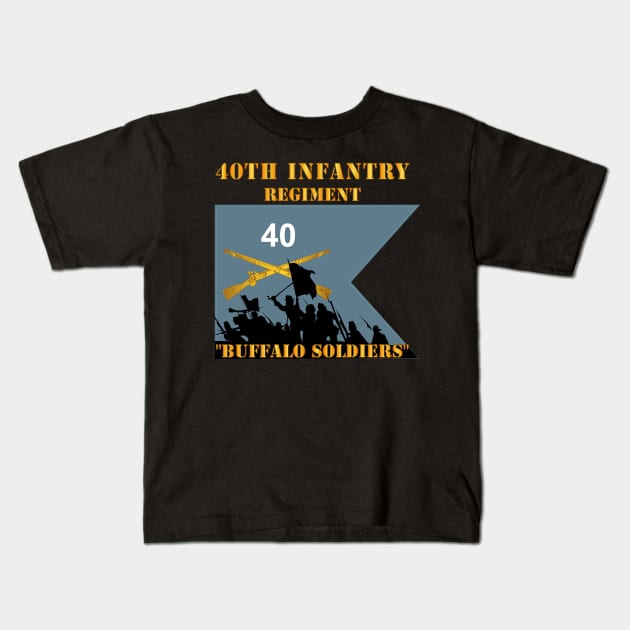 40th Infantry Regiment - Buffalo Soldiers - Charge X 300 Kids T-Shirt by twix123844